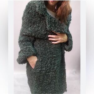 Women's Teddy Coat - Dark Green Plush Coat
